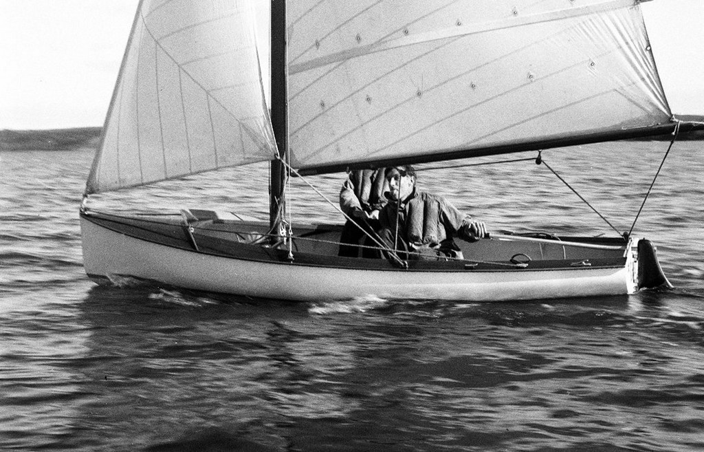 Nimble, top NZ poinstscorer in the 1956 12ft skiff Interdominion being sailed by her designer and builder, Des Townson © Townson Family